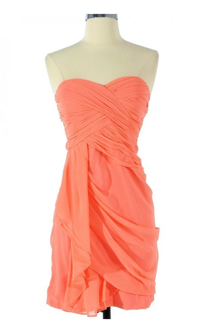 Dreaming of You Chiffon Drape Party Dress in Bright Peach by Minuet